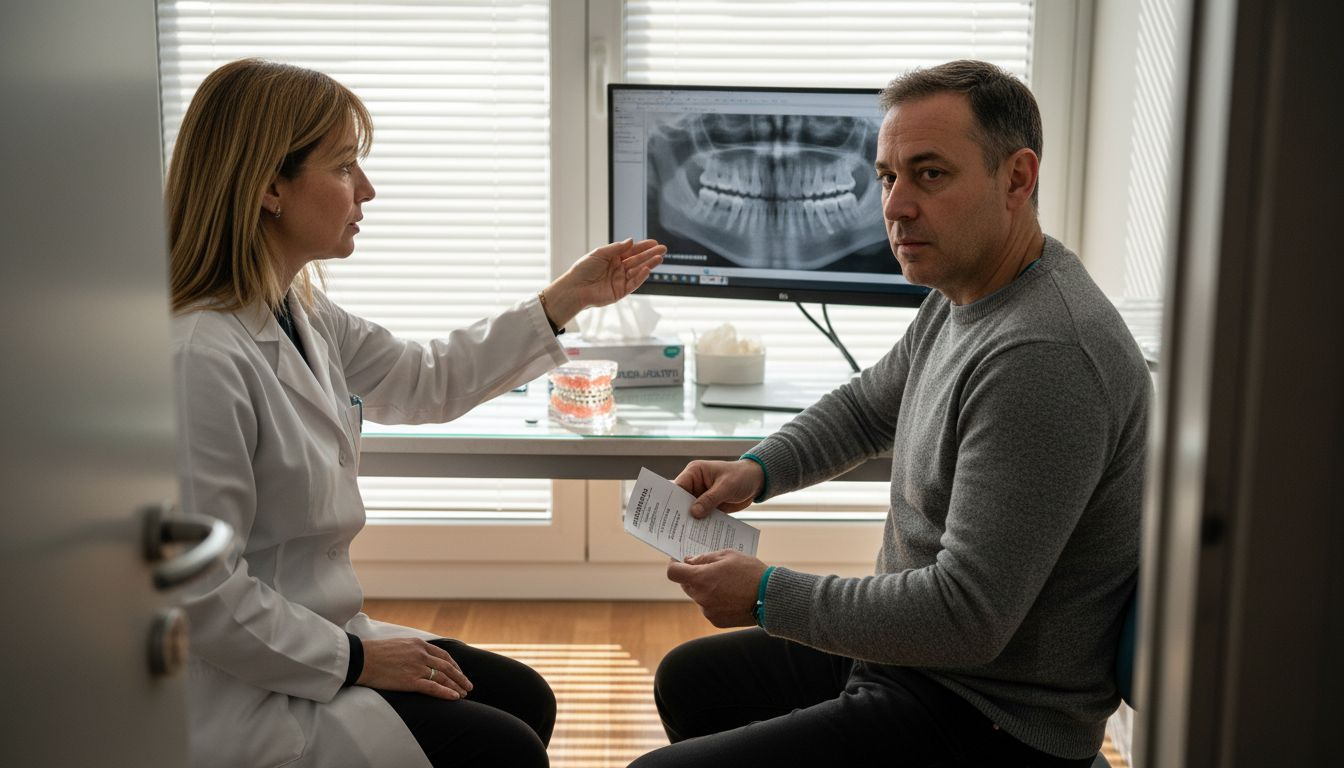 Paziente adulto durante una visita ortodontica in studio